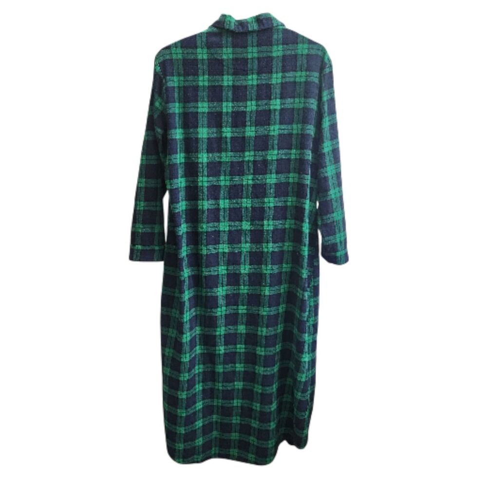 Latuza Cotton Flannel Maxi-Nightgown-L-Tartan Xmas Plaid-Navy/Green-Oversized - Picture 7 of 12